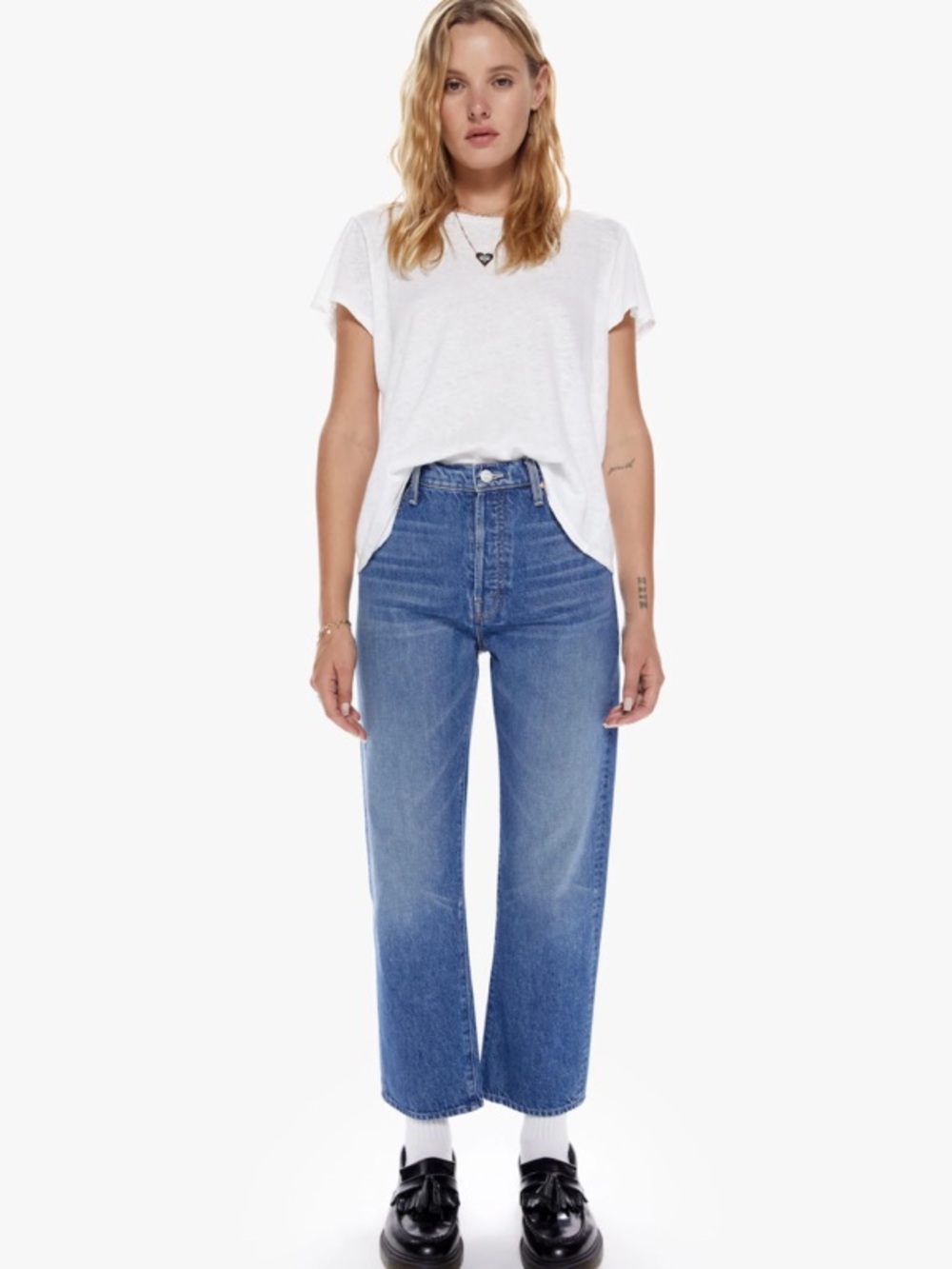 Mother Superior Denim The Ditcher Crop in Hit The Ground Running